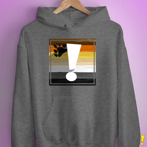Bear Pride Flag Exclamation Point Hoodie - Grey Heather